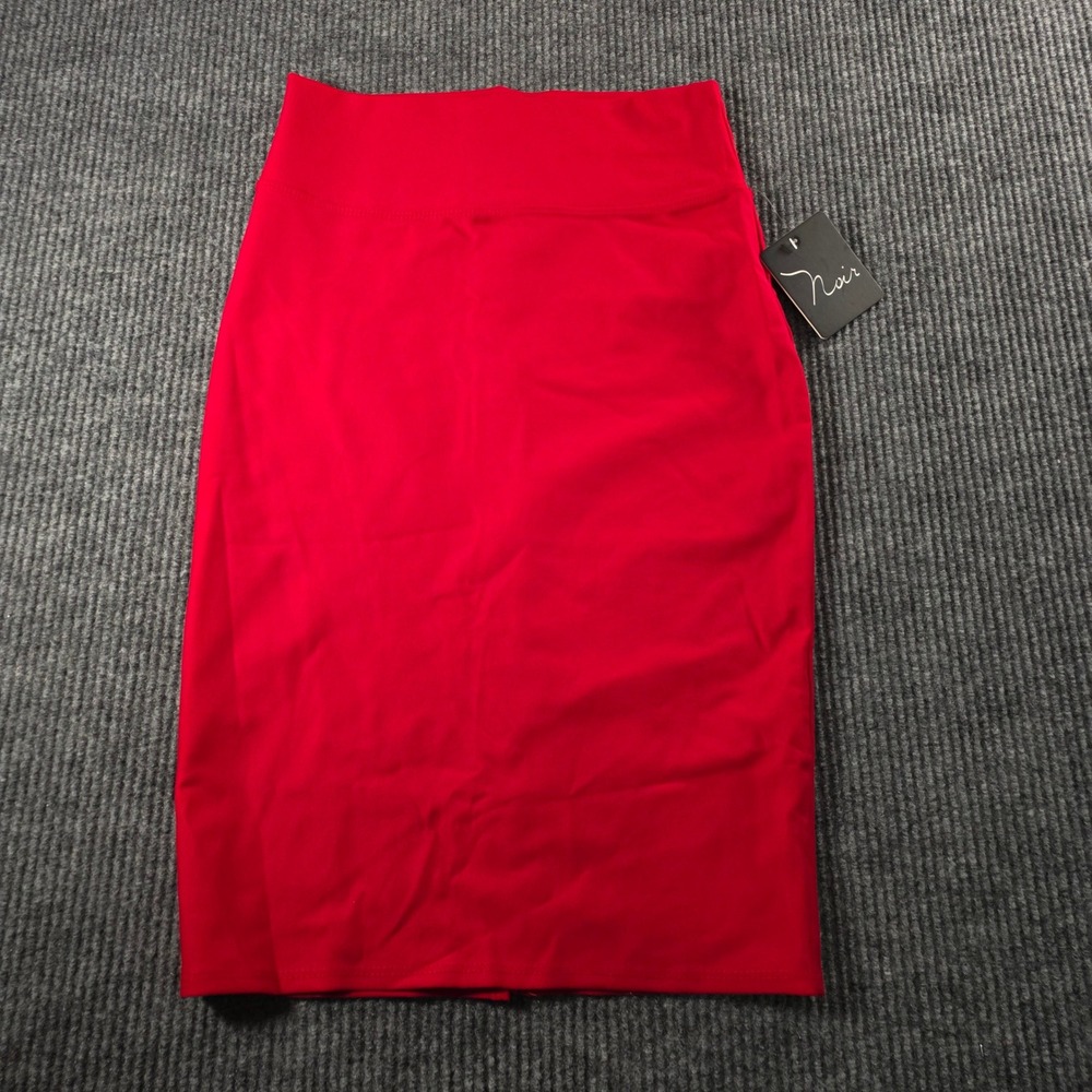 Noir Red High Waisted Bodycon Pencil Skirt Slit Back Large LT45002-9789